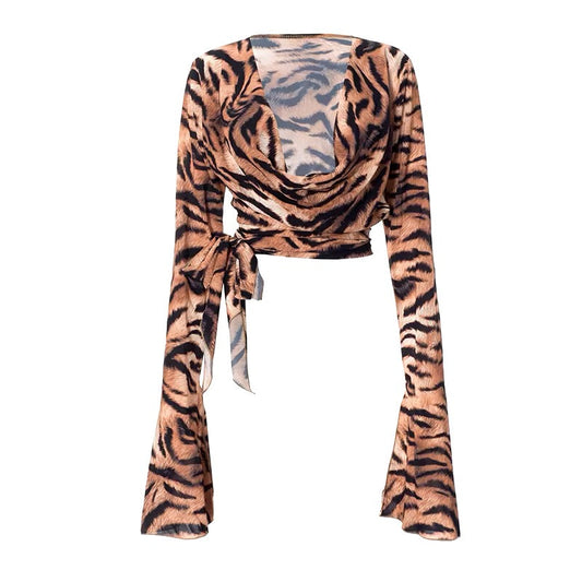 MOANA TIGER PRINT BLOUSE